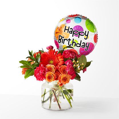 Fiesta Bouquet with Birthday Balloon –  Heliconia Flowers Of Colombia, Cuddebackville NY