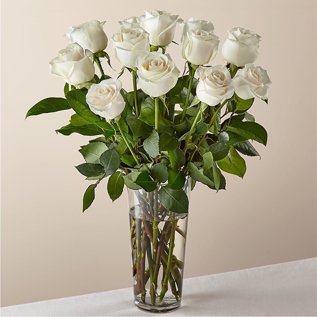 Long Stem White Rose Bouquet –  Heliconia Flowers Of Colombia, Cuddebackville NY