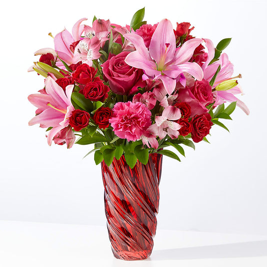 In Love Bouquet with Luxe Swirl Vase –  Heliconia Flowers Of Colombia, Cuddebackville NY