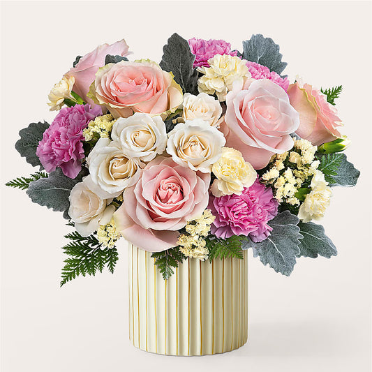 Blissful Moments Bouquet with Ivory Vase –  Heliconia Flowers Of Colombia, Cuddebackville NY