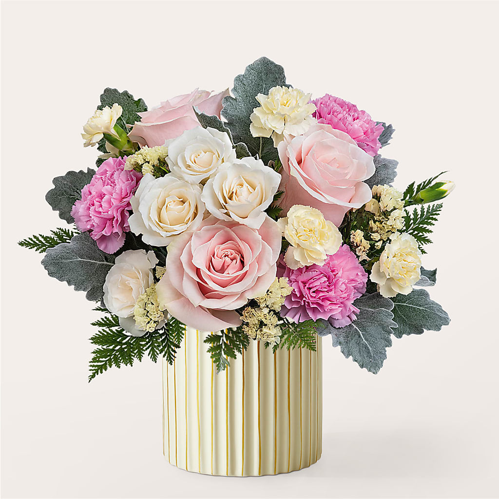 Blissful Moments Bouquet with Ivory Vase –  Heliconia Flowers Of Colombia, Cuddebackville NY