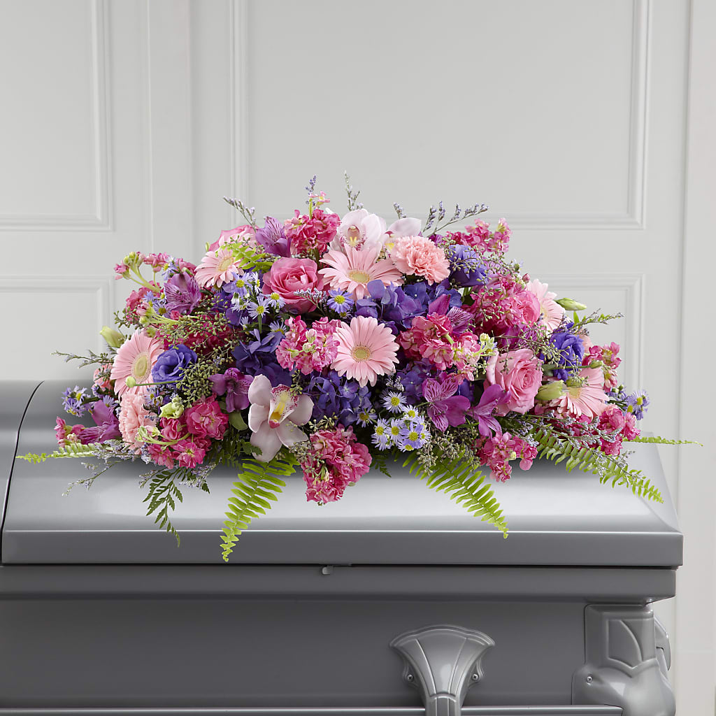 Glorious Garden Casket Spray –  Heliconia Flowers Of Colombia, Cuddebackville NY