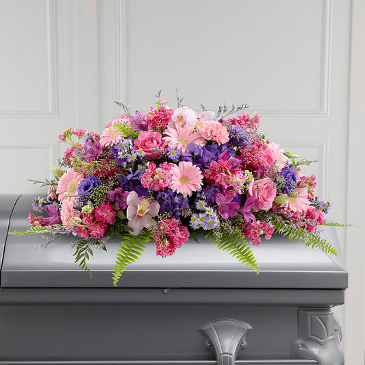 Glorious Garden Casket Spray –  Heliconia Flowers Of Colombia, Cuddebackville NY