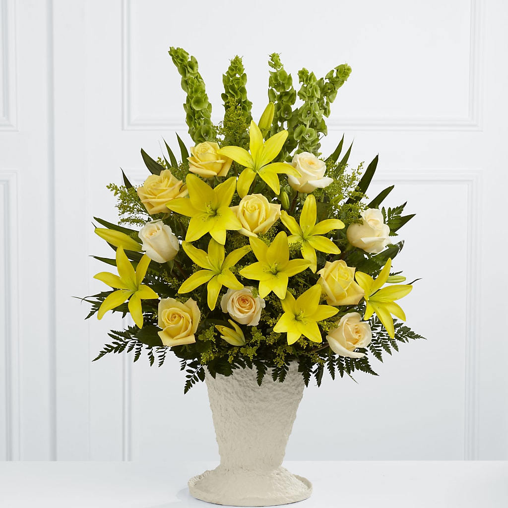 Golden Memories Arrangement –  Heliconia Flowers Of Colombia, Cuddebackville NY