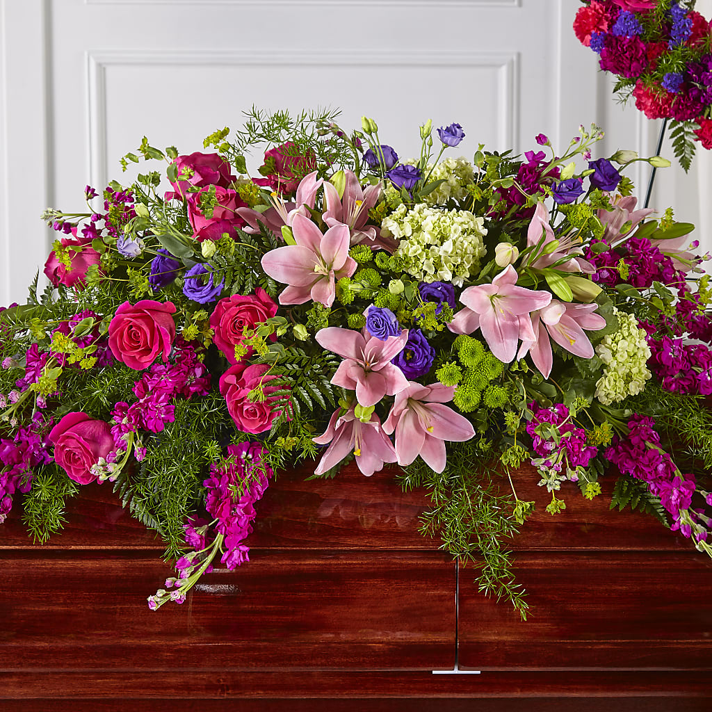 Radiant Tribute Casket Spray –  Heliconia Flowers Of Colombia, Cuddebackville NY