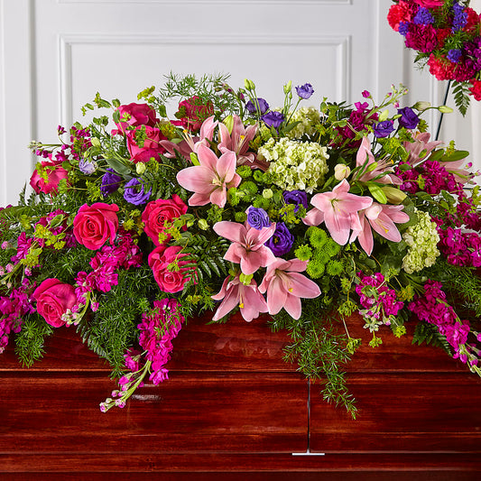Radiant Tribute Casket Spray –  Heliconia Flowers Of Colombia, Cuddebackville NY