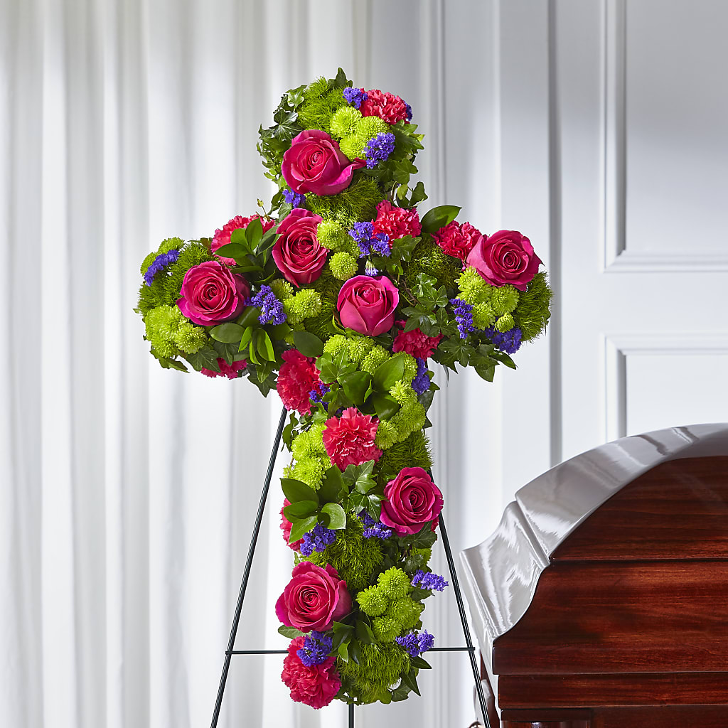 Tribute Rose Floral Cross –  Heliconia Flowers Of Colombia, Cuddebackville NY