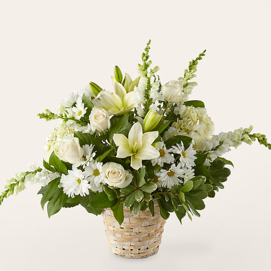 Ivory Elegance Floral Basket –  Heliconia Flowers Of Colombia, Cuddebackville NY