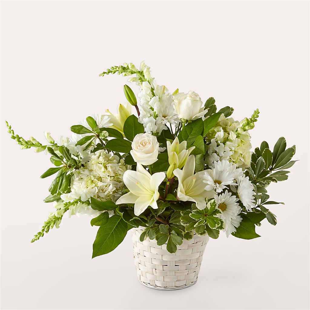 Ivory Elegance Floral Basket –  Heliconia Flowers Of Colombia, Cuddebackville NY