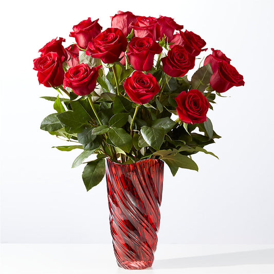 Classic Love Red Rose Bouquet with Luxe Swirl Vase –  Heliconia Flowers Of Colombia, Cuddebackville NY