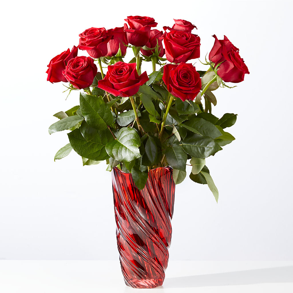 Classic Love Red Rose Bouquet with Luxe Swirl Vase –  Heliconia Flowers Of Colombia, Cuddebackville NY