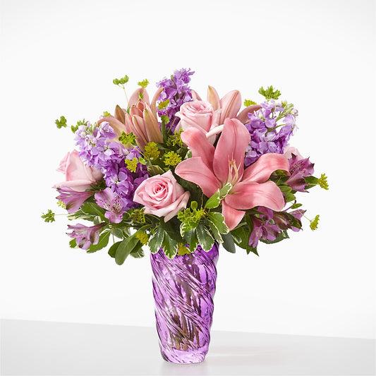 Precious Petals Bouquet with Luxe Swirl Vase –  Heliconia Flowers Of Colombia, Cuddebackville NY