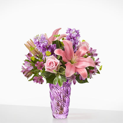 Precious Petals Bouquet with Luxe Swirl Vase –  Heliconia Flowers Of Colombia, Cuddebackville NY