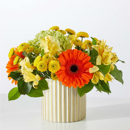 Autumn Sunshine Bouquet with Ivory Vase –  Heliconia Flowers Of Colombia, Cuddebackville NY