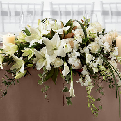 White Linen Arrangement –  Heliconia Flowers Of Colombia, Cuddebackville NY