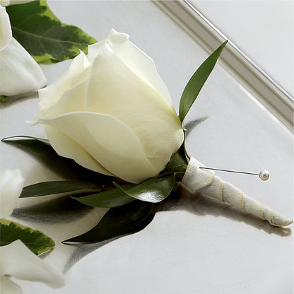 White Rose Boutonniere –  Heliconia Flowers Of Colombia, Cuddebackville NY